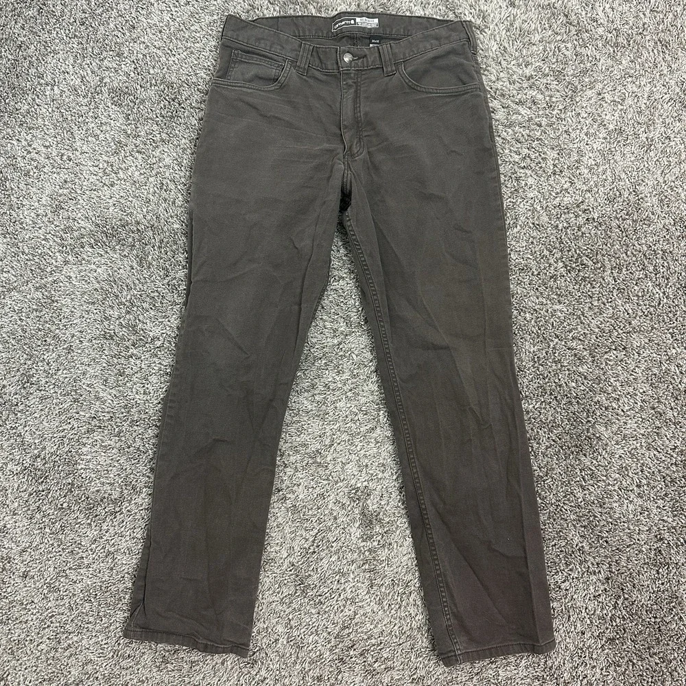 Carhartt Jeans Mens 34x32 Brown Denim Workwear Cargo Pocket Relaxed Rugged Flex
